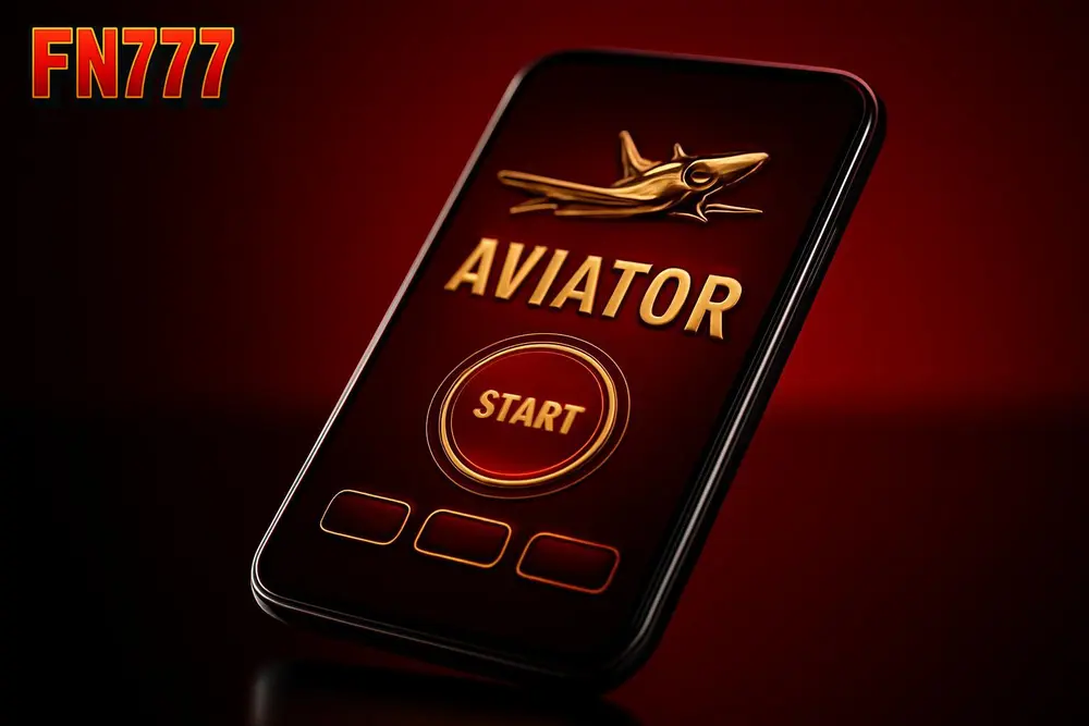 FN777 Aviator Game โ a smartphone displaying a red and gold flight-themed casino game FN777 Aviator Game โ a smartphone displaying a red and gold flight-themed casino game