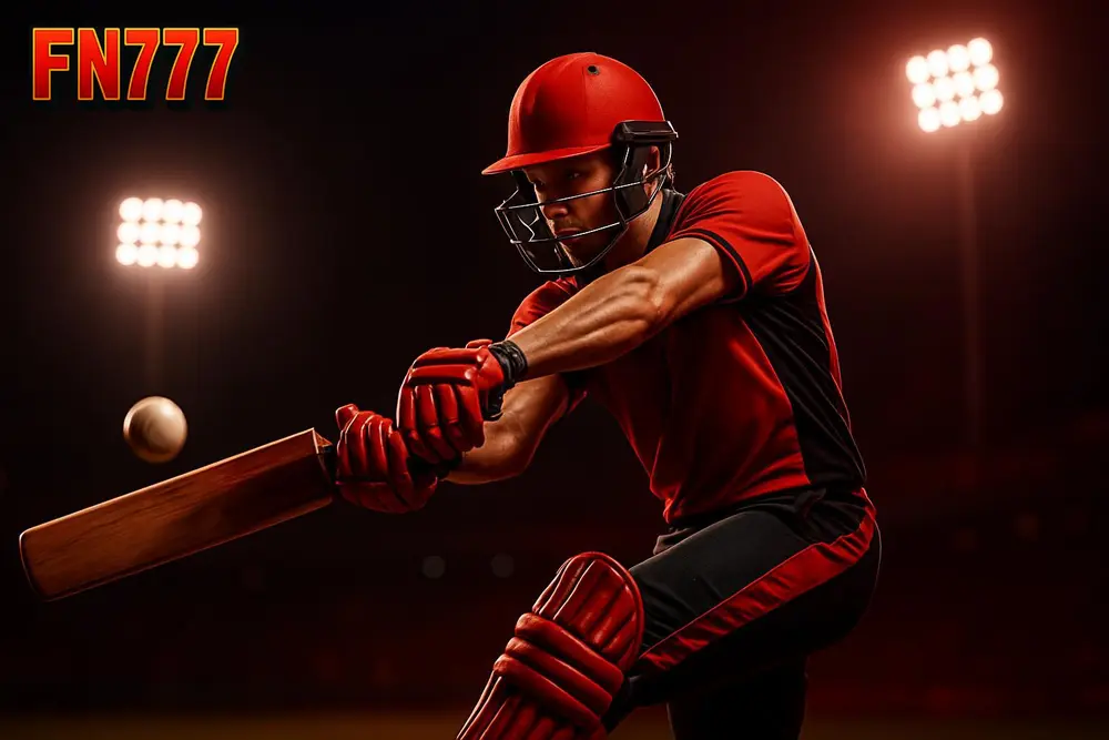 FN777 Cricket Betting โ a cricket batsman playing a shot during a floodlit night match FN777 Cricket Betting โ a cricket batsman playing a shot during a floodlit night match